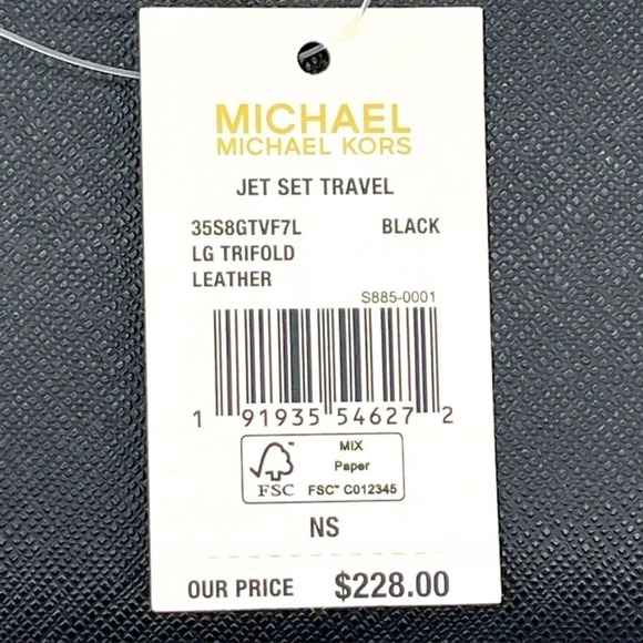 Michael Kors Trifold Wallet Black Leather - Picture 8 of 8